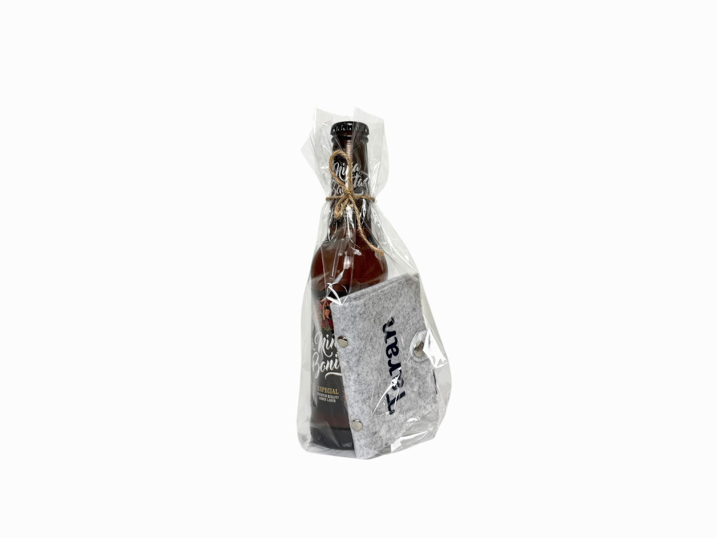 Tarjetero personalizado y botella