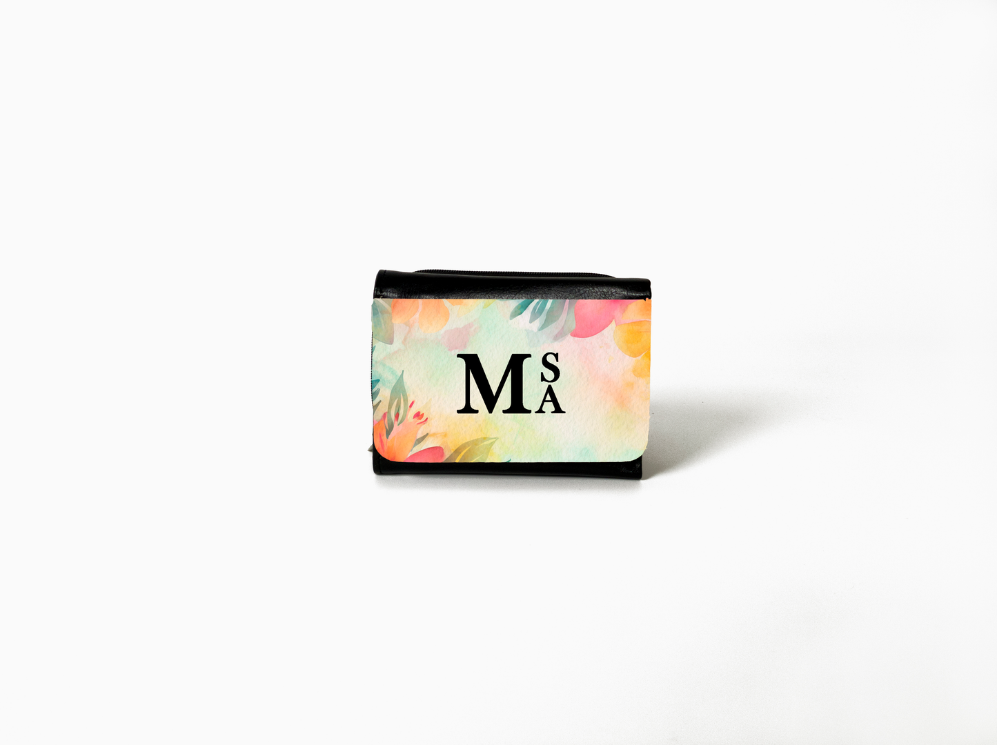 Cartera pequeña piel negra monedero mujer mamá madre personalizada regalo