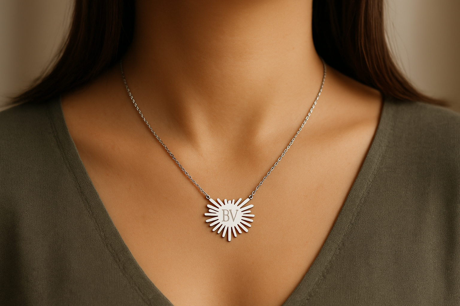 COlgante sol mujer oro plata acero inoxidable personalizado iniciales