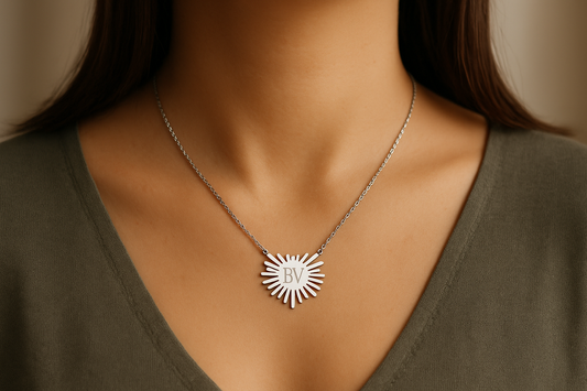 COlgante sol mujer oro plata acero inoxidable personalizado iniciales