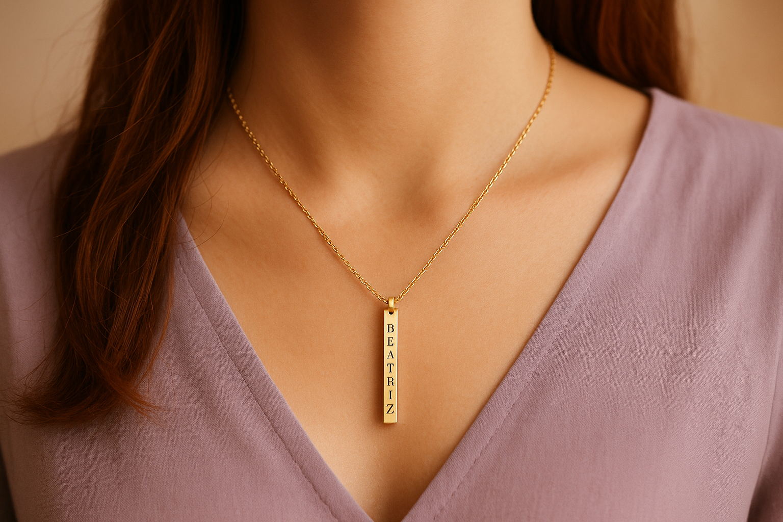 Colgante vertical oro plata rosa acero inoxidable personalizado