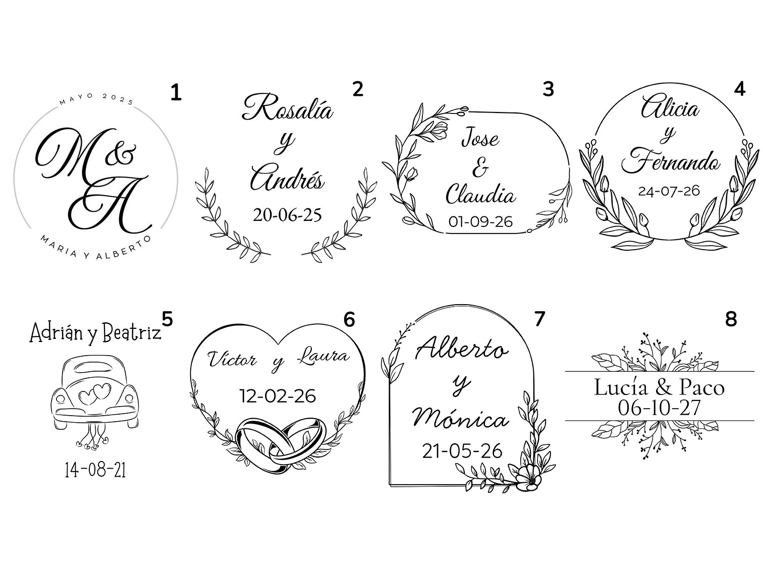 Diseños personalizados para bodas ejemplos
