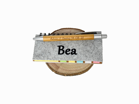 Mini libreta bolígrafo personalizado bodas comuniones regalos