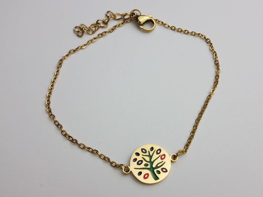 Pulsera árbol oro plata acero inoxidable personalizada